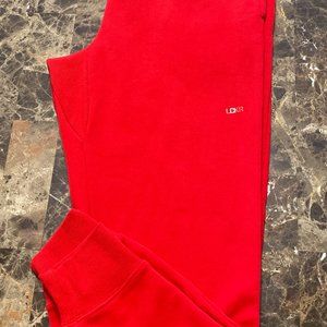 Men's Red Fleece Sweatpants Joggers Pockets Drawstring